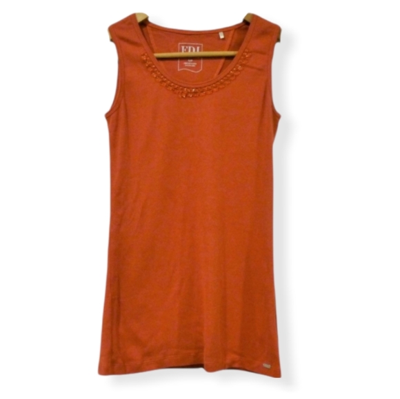 FDJ French Dressing Orange Jeweled Neckline Tank - Picture 1 of 7